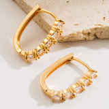 Zircon U-Shaped Hoop Earrings Gold-Plate Elegance_Cwmm8510