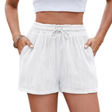 Solid Color Drawstring Shorts With Pocket Pits