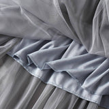 RUFFLED MESH PANEL HIGH WAIST PLEATED MIDI SKIRT_CWBMS0381