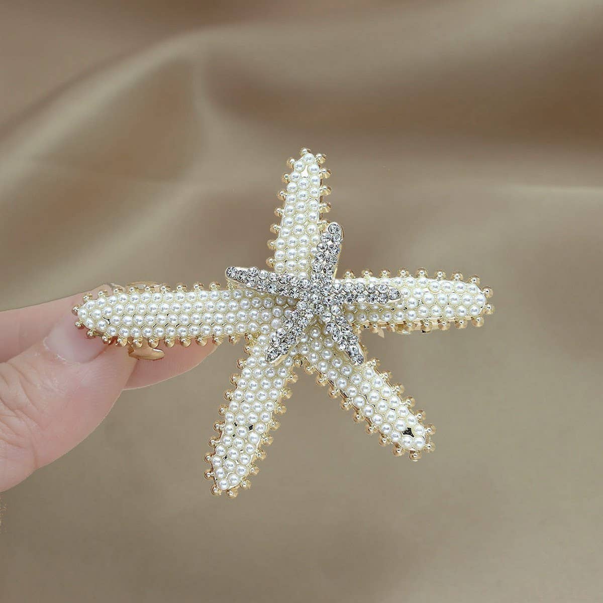 STARFISH PEARL SPRING CLIP HAIRPIN CLIP_CWAHA4708