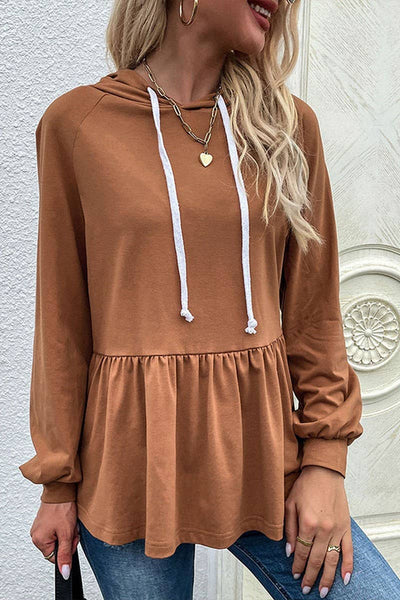 Cwohol1089_Multicolor Design Hooded Solid Color Sweatshirt