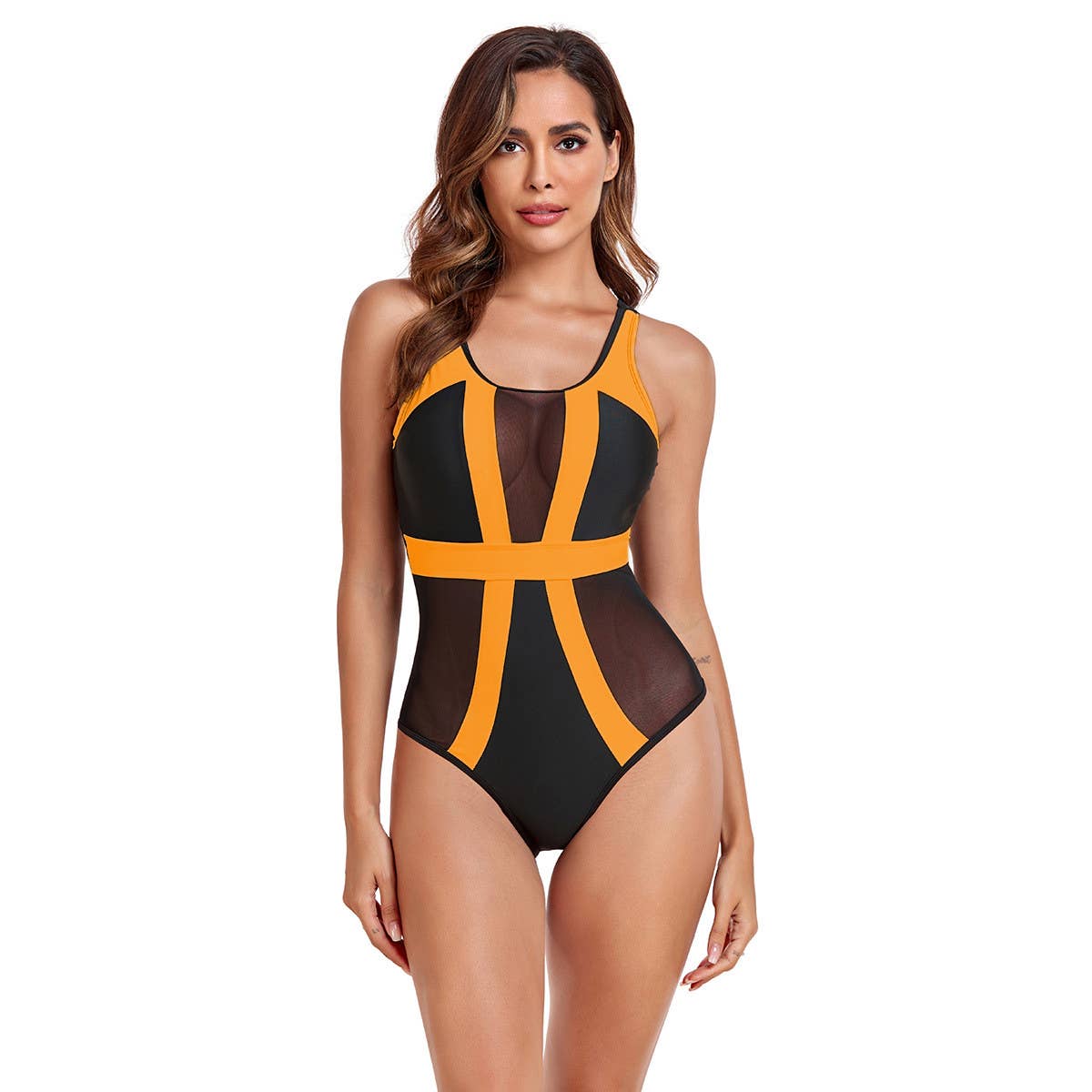 SEE THROUGH MESH ONE PIECE SWIMSUIT_CWMW0305