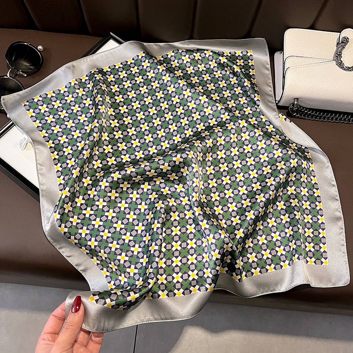 PURPLE FLORAL SILK SCARF ELEGANT SQUARE SCARF_CWASC0626