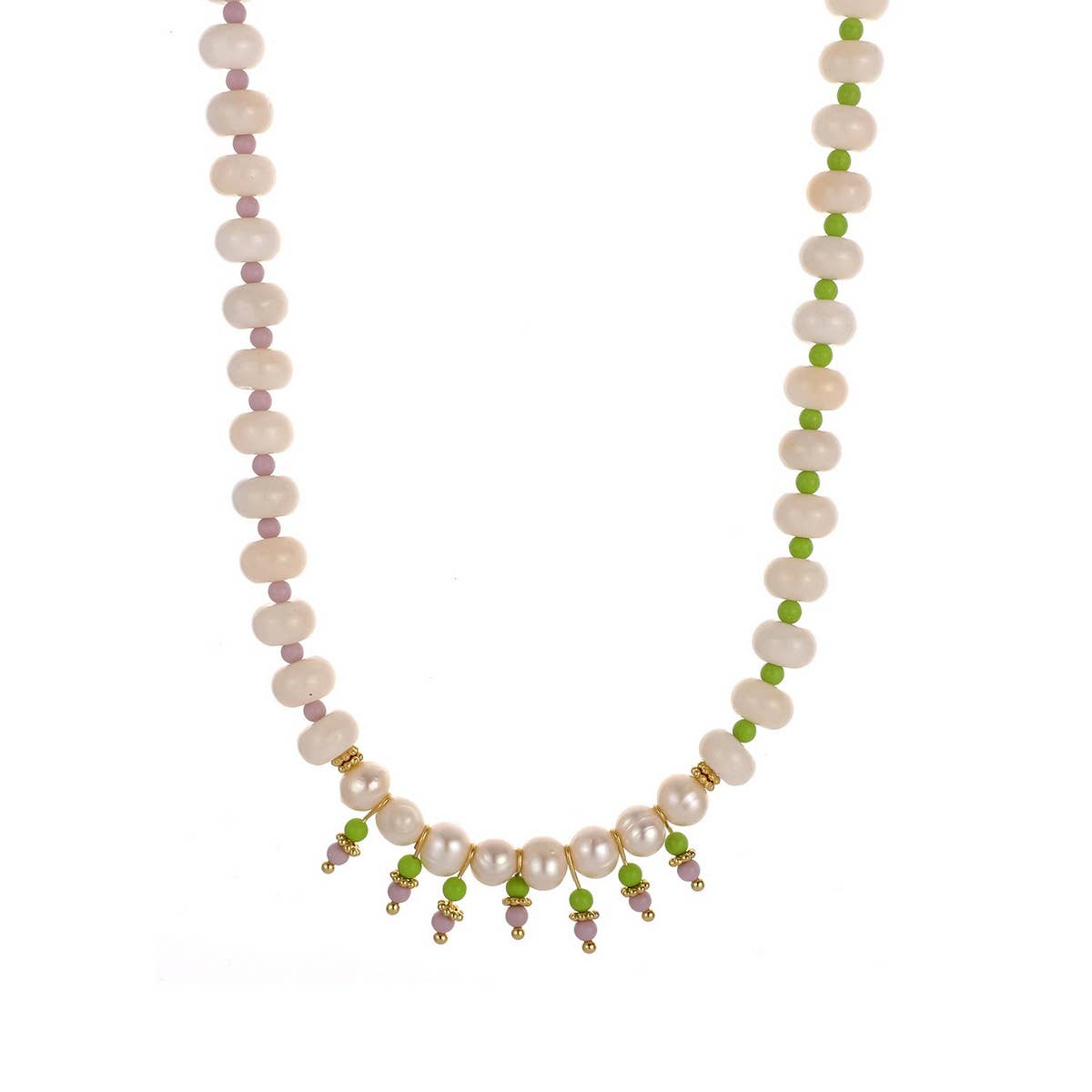 ELEGANT DYED STONE NECKLACE WITH PEARL TASSELS_CWMM8819