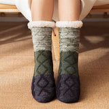 PATCHWORK KNITTED PLAID PLUSH INDOOR SLIPPERS_CWMS0715