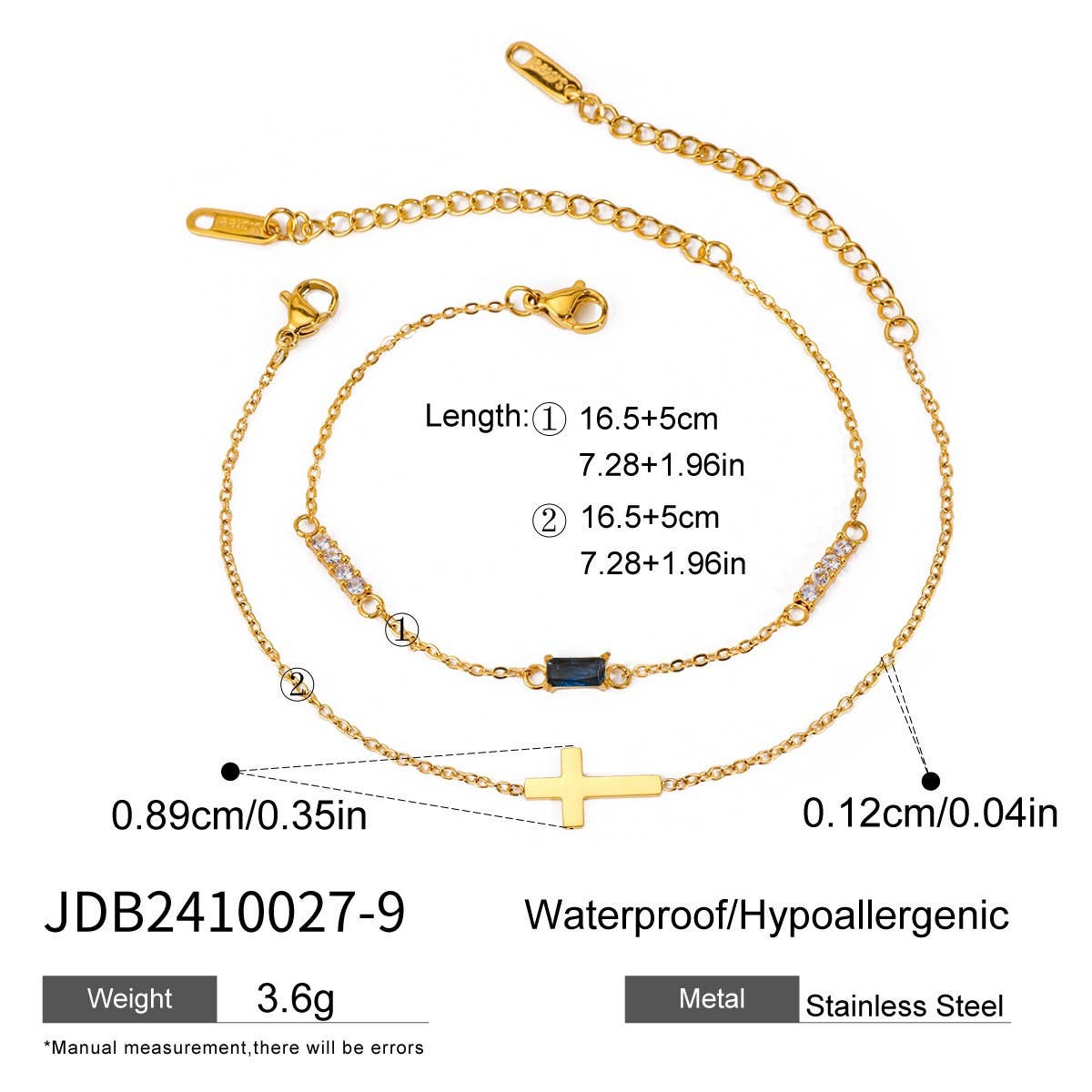 Titanium Double Layer Zodiac Cross Bracelet