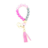 SILICONE WOOD BEAD BRACELET WITH LEATHER KEYCHAIN_CWMM7009