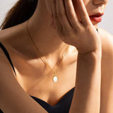 COLD STYLE SHELL ROUND PENDANT NECKLACE_CWAJE1439