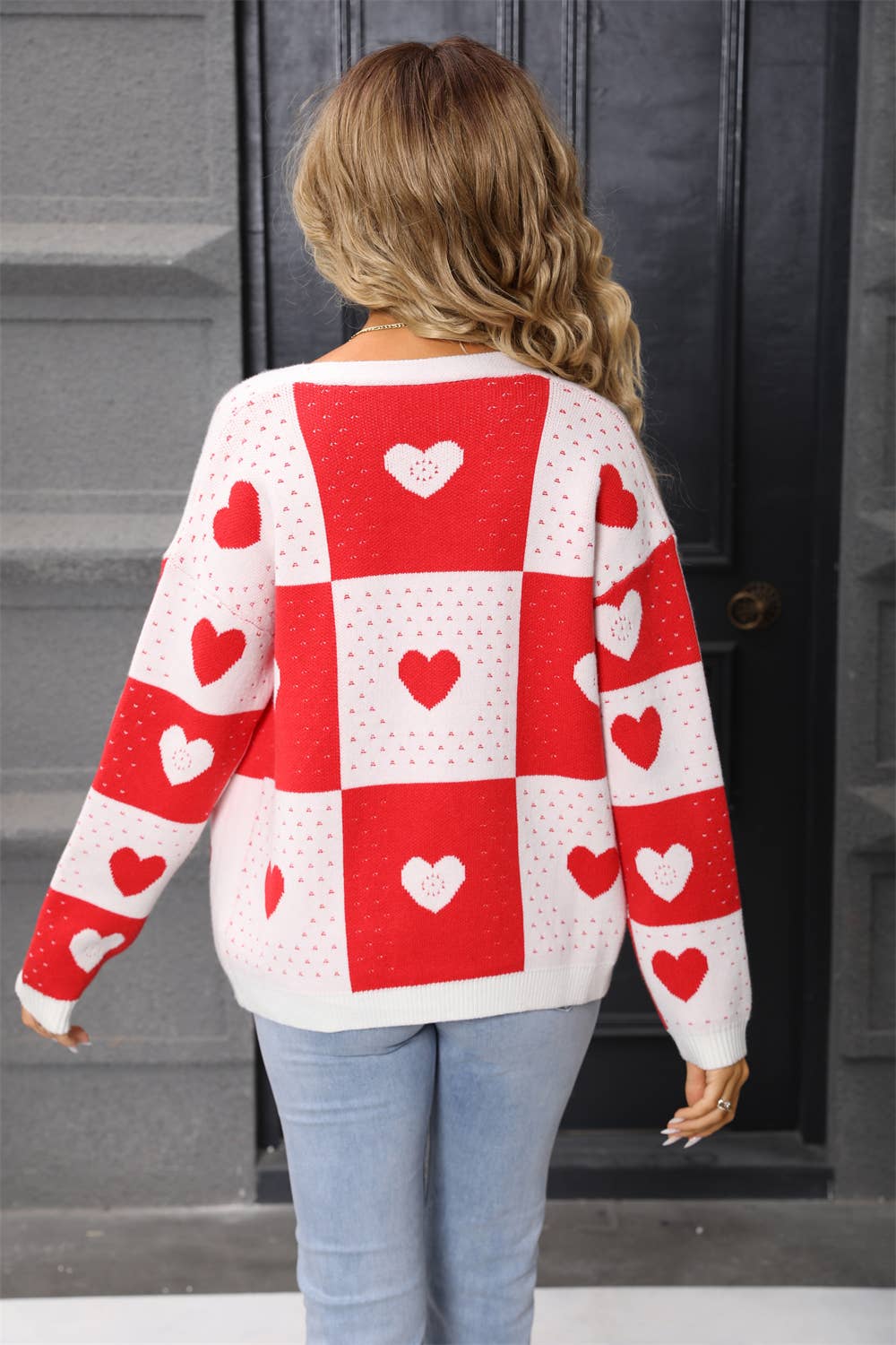 Valentines Day Heart-Shaped Knitted Cardigan