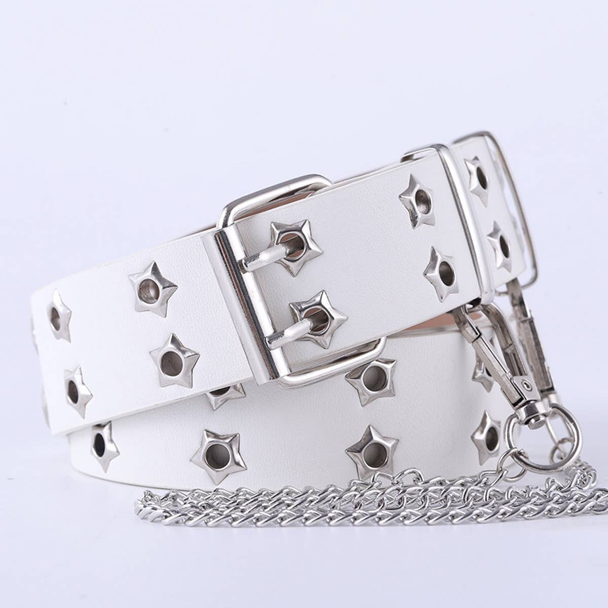 Cwabe0871_Double Row Star Eyelet Hollow Punk Belt