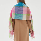 RAINBOW PLAID SCARF THICK WINTER TASSEL WRAP_CWASC0124