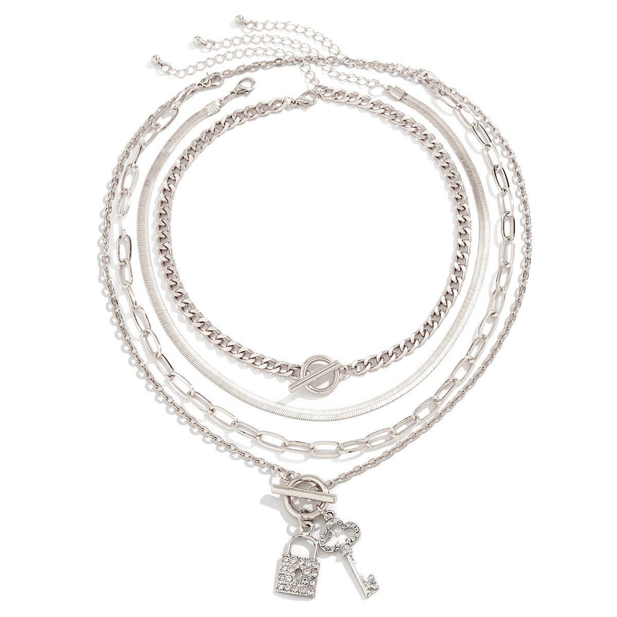 SNAKE BONE CHAIN VINTAGE KEY BRACELET NECKLACE_CWAJE1148