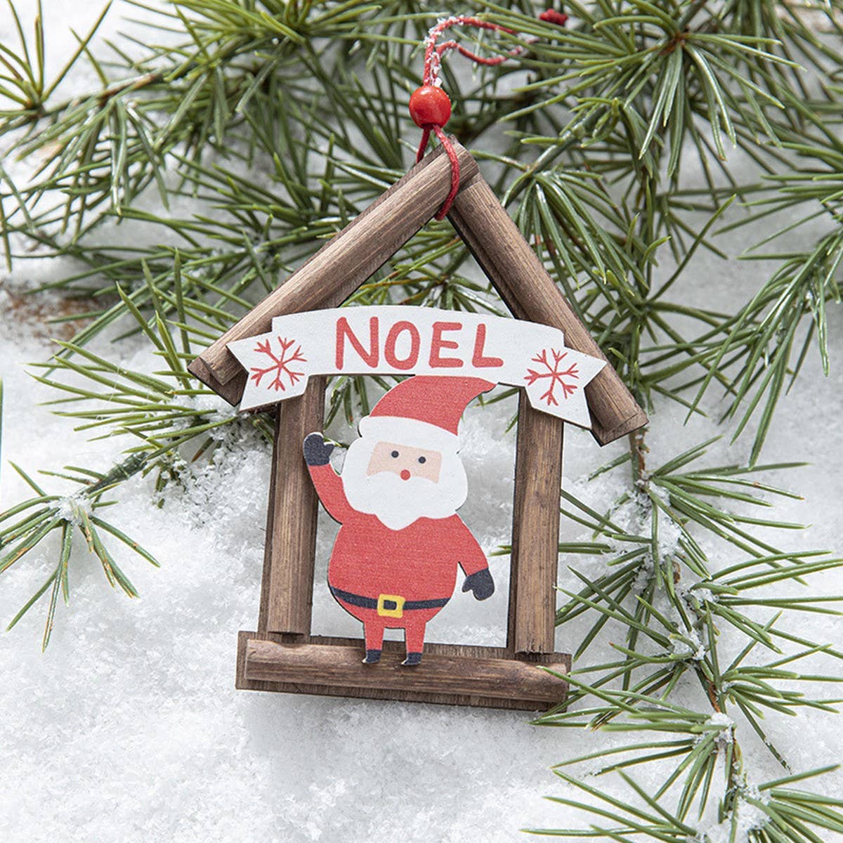Wooden House Christmas Tree Hanging Ornament_Cwmm9778