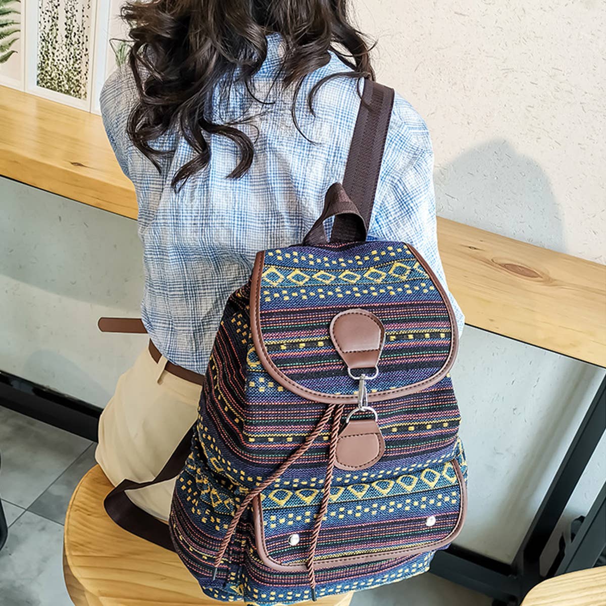 BOHO VINTAGE BACK TO SCHOOL CANVAS BACKPACK_CWAB2214