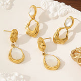 Vintage Moonstone 18K Stainless Steel Earrings_Cwmm3655