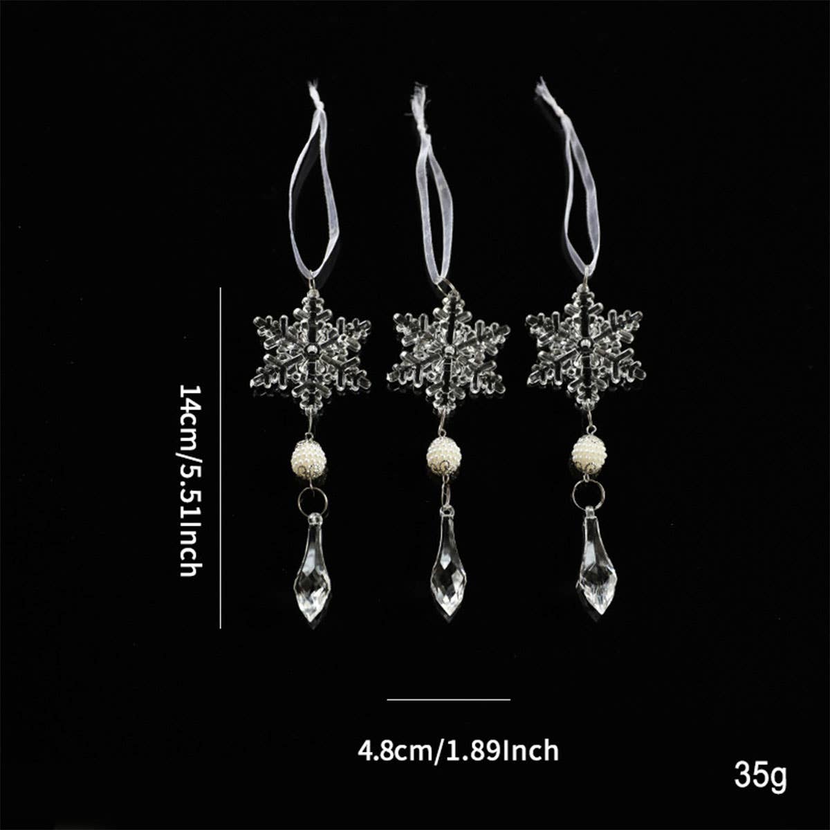 CLEAR ACRYLIC SNOWFLAKE CRYSTAL ICICLE SET DECOR_CWMM9682