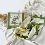 MINT MAMBO LOTUS PRINT SATIN SCARF GIFT FOR WOMEN_CWASC0813