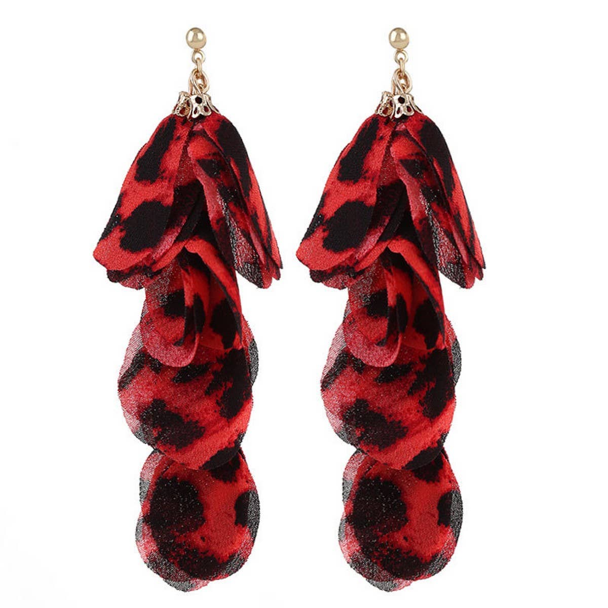 HANDMADE LEOPARD TASSEL EARRINGS BOLD LONG DROPS_CWMM6179