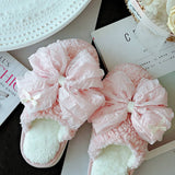 PALACE STYLE BOWKNOT COTTON NON SLIP SLIPPERS_CWMM2943