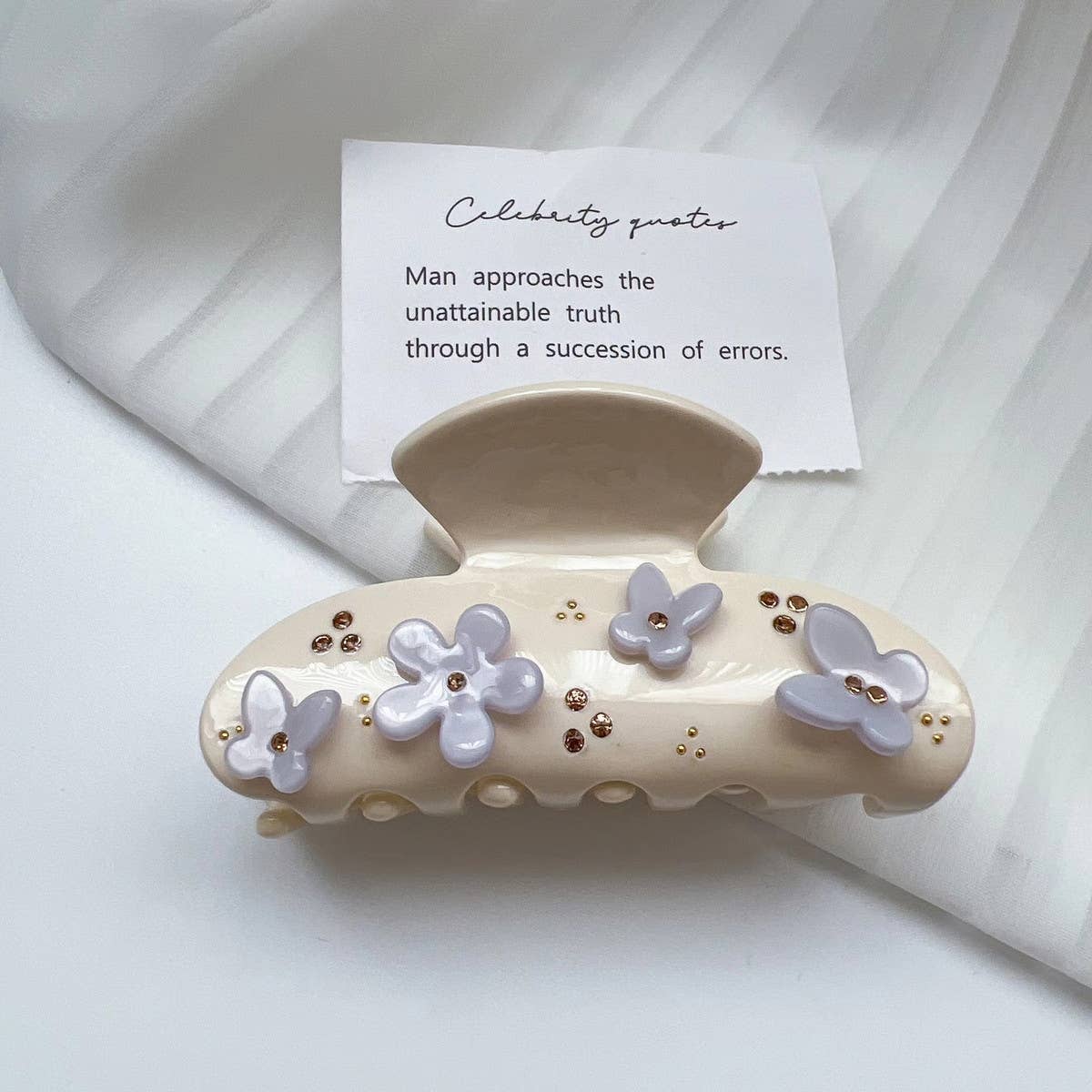 RHINESTONE FLOWER BUTTERFLY HAIR CLAW CHIC SPARKLE_CWAHA1348