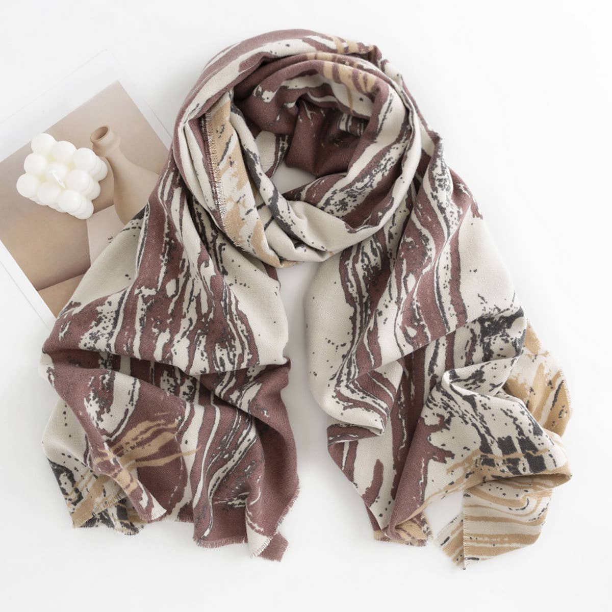 MARBLE STRIPE SCARF SOFT WINTER WRAP_CWASC0440