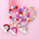 RAINBOW TASSEL KEYCHAIN WITH COLORFUL BEAD BRACELET_CWAB5071