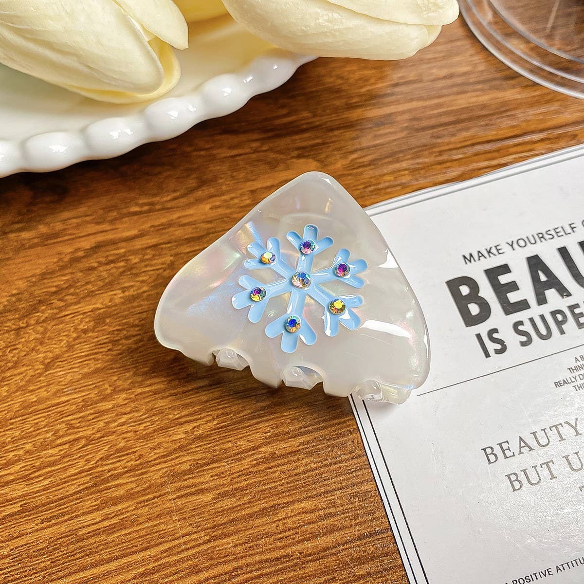 CUTE SNOWFLAKE HAIR CLAW XMAS PONYTAIL CLIP_CWAHA0725