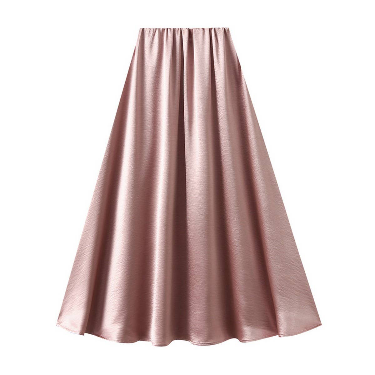 SATIN DRAPE MAXI SKIRT A LINE SKIRT_CWBMS0290