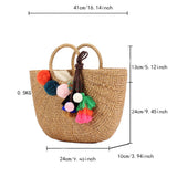 PORTABLE SEMI CIRCLE WOOL BALL WOVEN BAG_CWAB2117