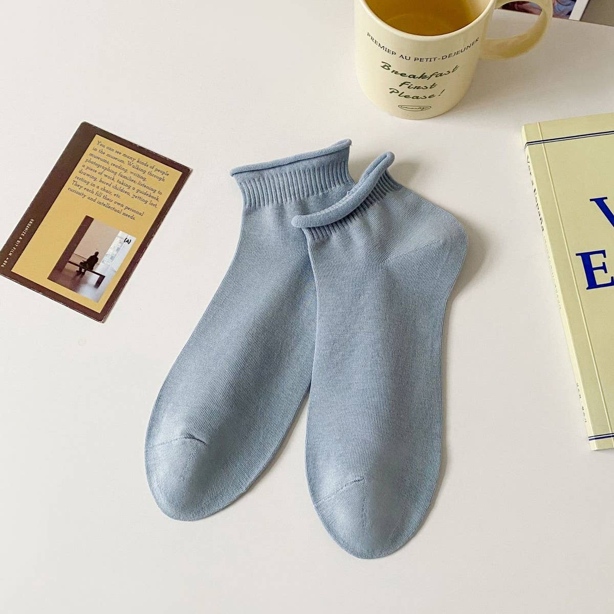 SUMMER LADIES ROLLED COTTON BOAT SOCKS_CWMS2015