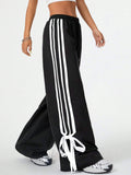 Trendy Colorblock High-Waist Wide-Leg Pants