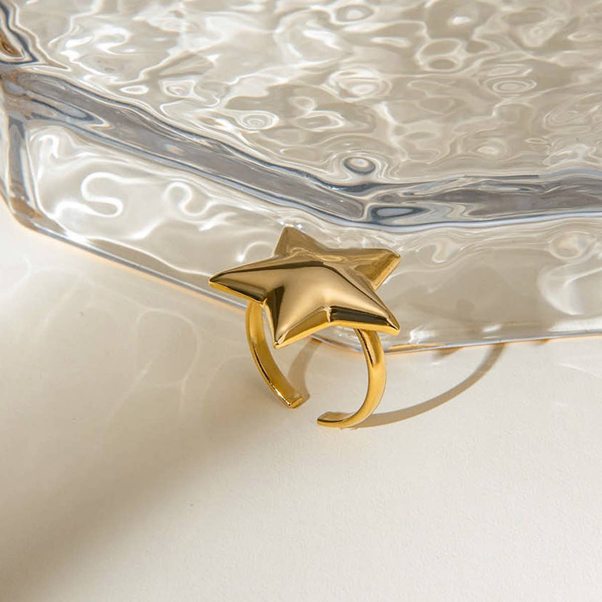 SIMPLE AND HIGH END FIVE POINTED STAR OPEN RING_CWAJE1879