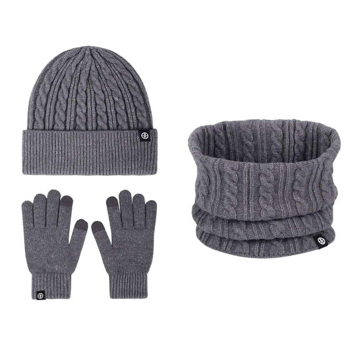 Winter Warm Ear Protection Knitted Gloves Set_Cwmm2873