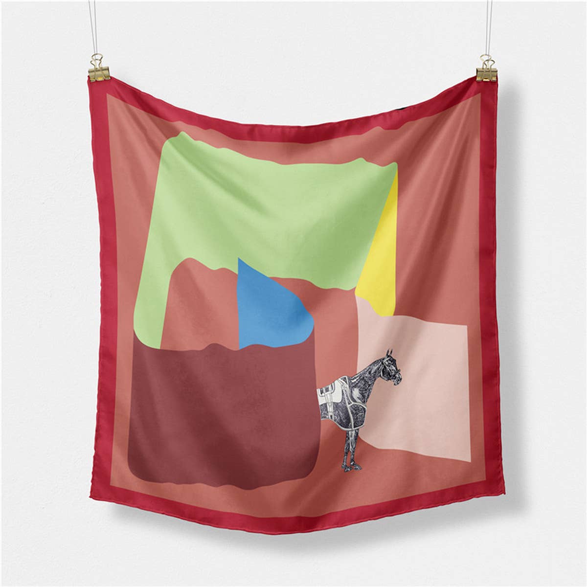 GEOMETRIC PRINT REVERSIBLE SATIN SCARF FOR SUMMER_CWASC0655