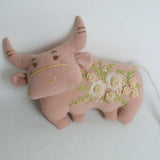 HAND EMBROIDERED ROSE BUFFALO PLUSH CHARM_CWMM6022