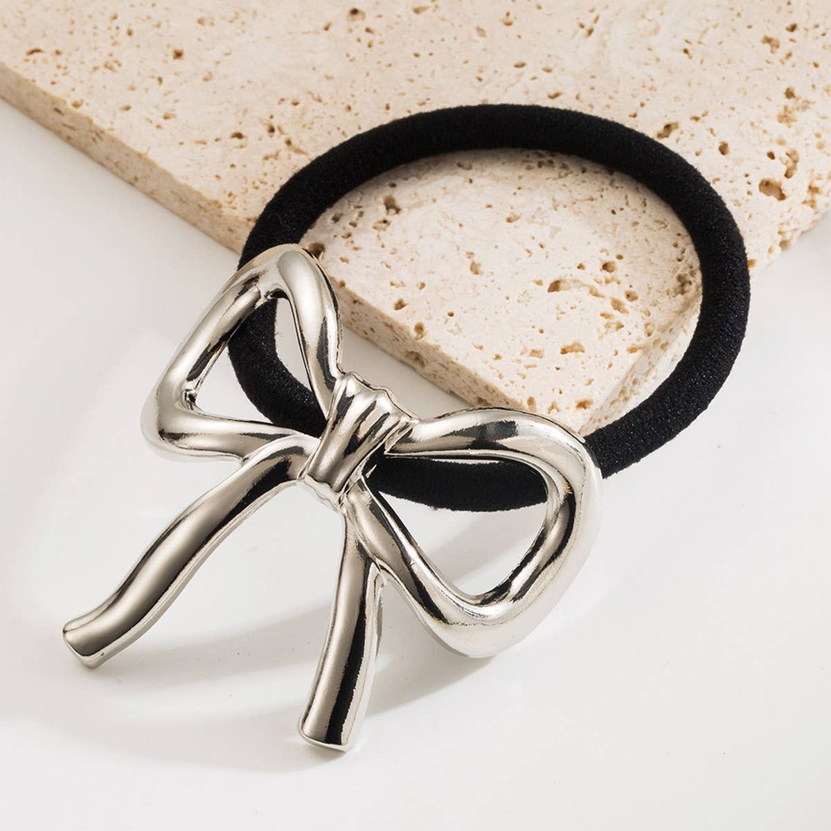 NEW METAL BOW HIGH ELASTIC DURABLE PONYTAIL TIE_CWAHA6215