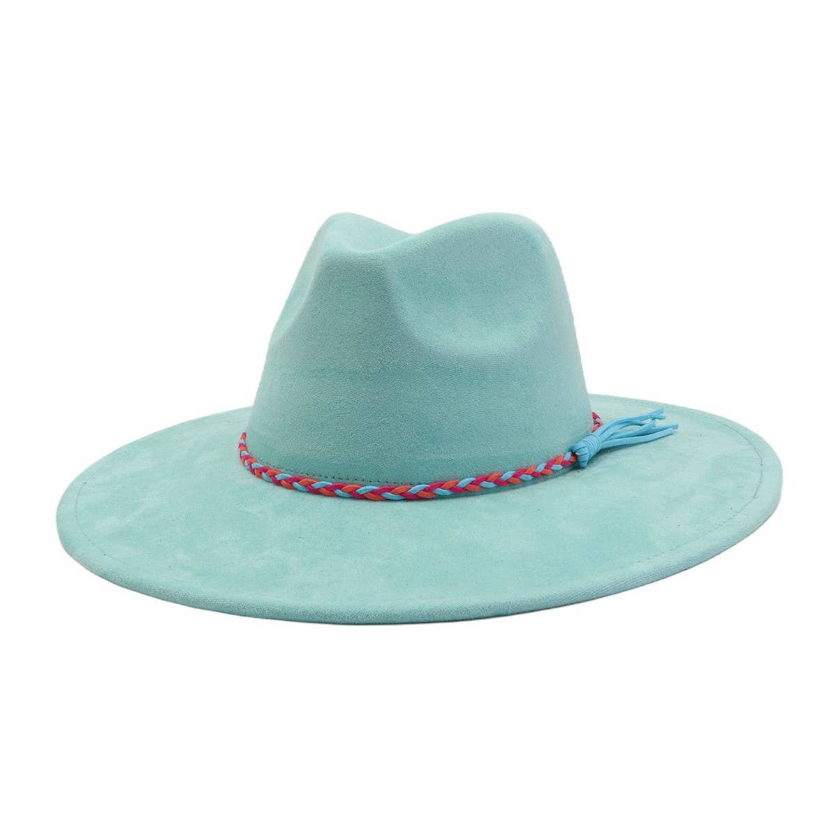 Unisex Suede Wide Brim Fedora Hat Couple Style_Cwah04448