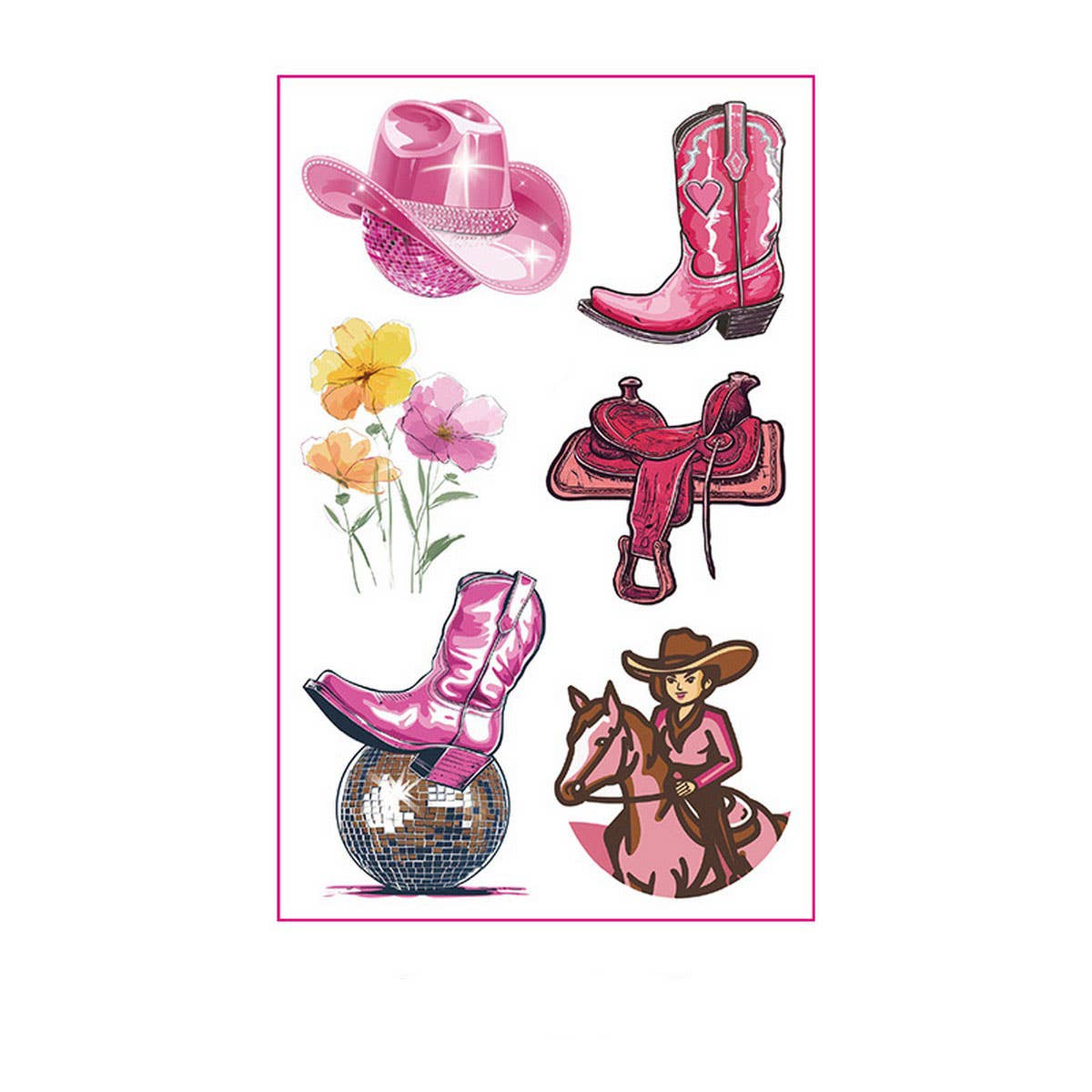 CUTE PINK WESTERN TATTOOS BACHELORETTE PARTY_CWMM8384