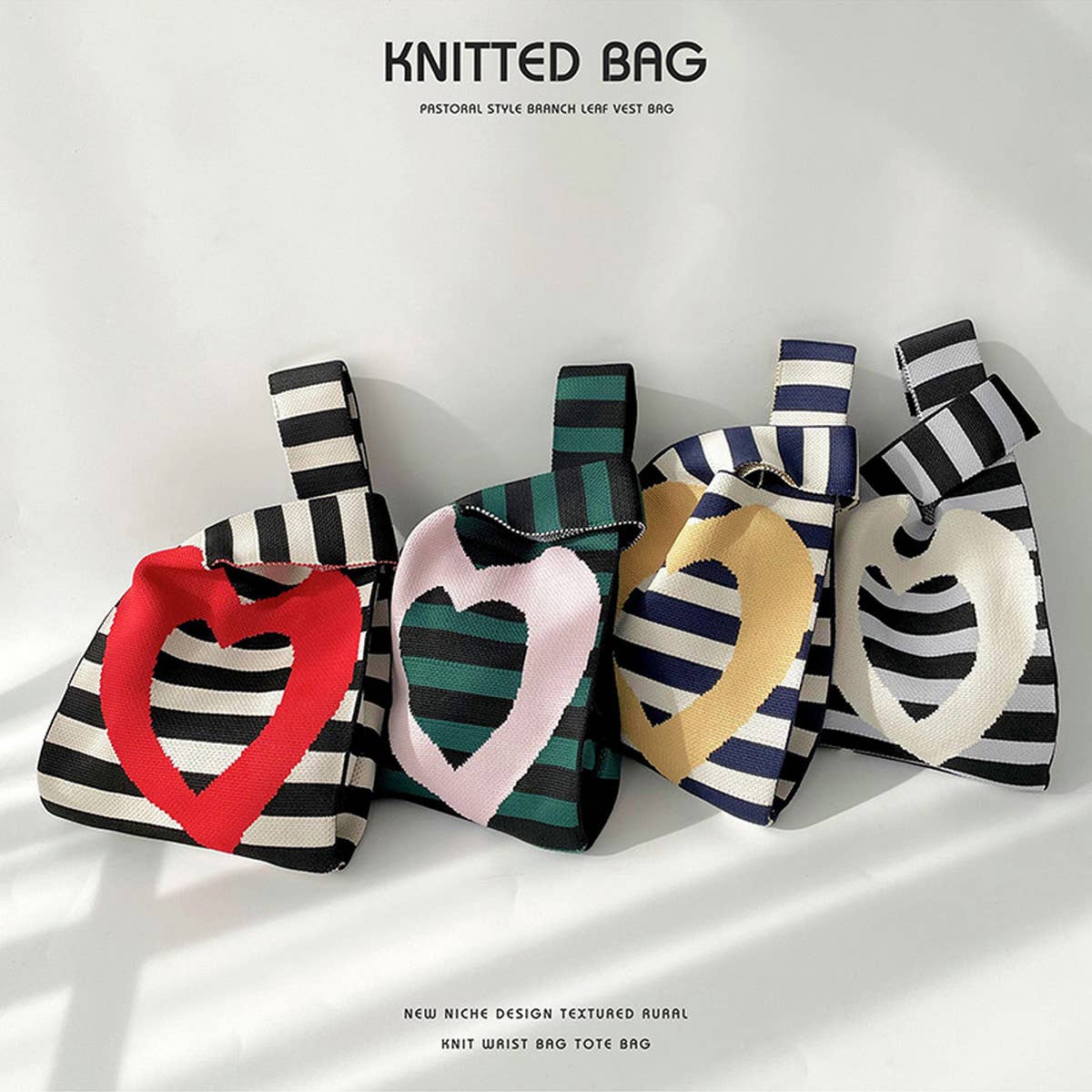 STRIPED LOVE KNITTED SHOULDER TOTE BAG_CWAB1514