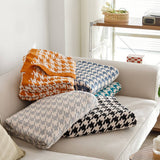 Versatile Houndstooth Knitted Wool Throw Blanket_Cwmm2386