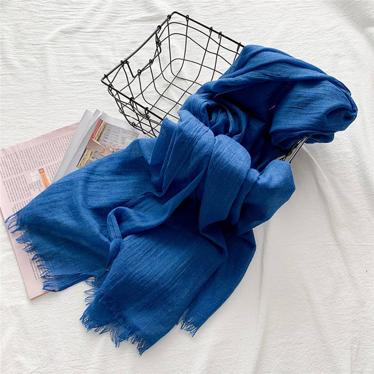 COTTON LINEN SOLID COLOR BEACH SHAWL SCARF _CWASC0197