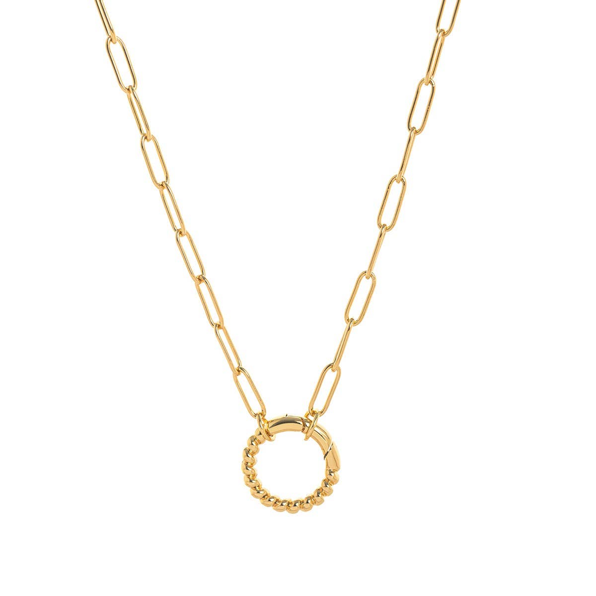 LOOSE RING HEART ROUND PENDANT NECKLACE_CWMM3768