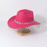 Western Rhinestone Pearl Fringe Cowboy Hat_Cwah3643