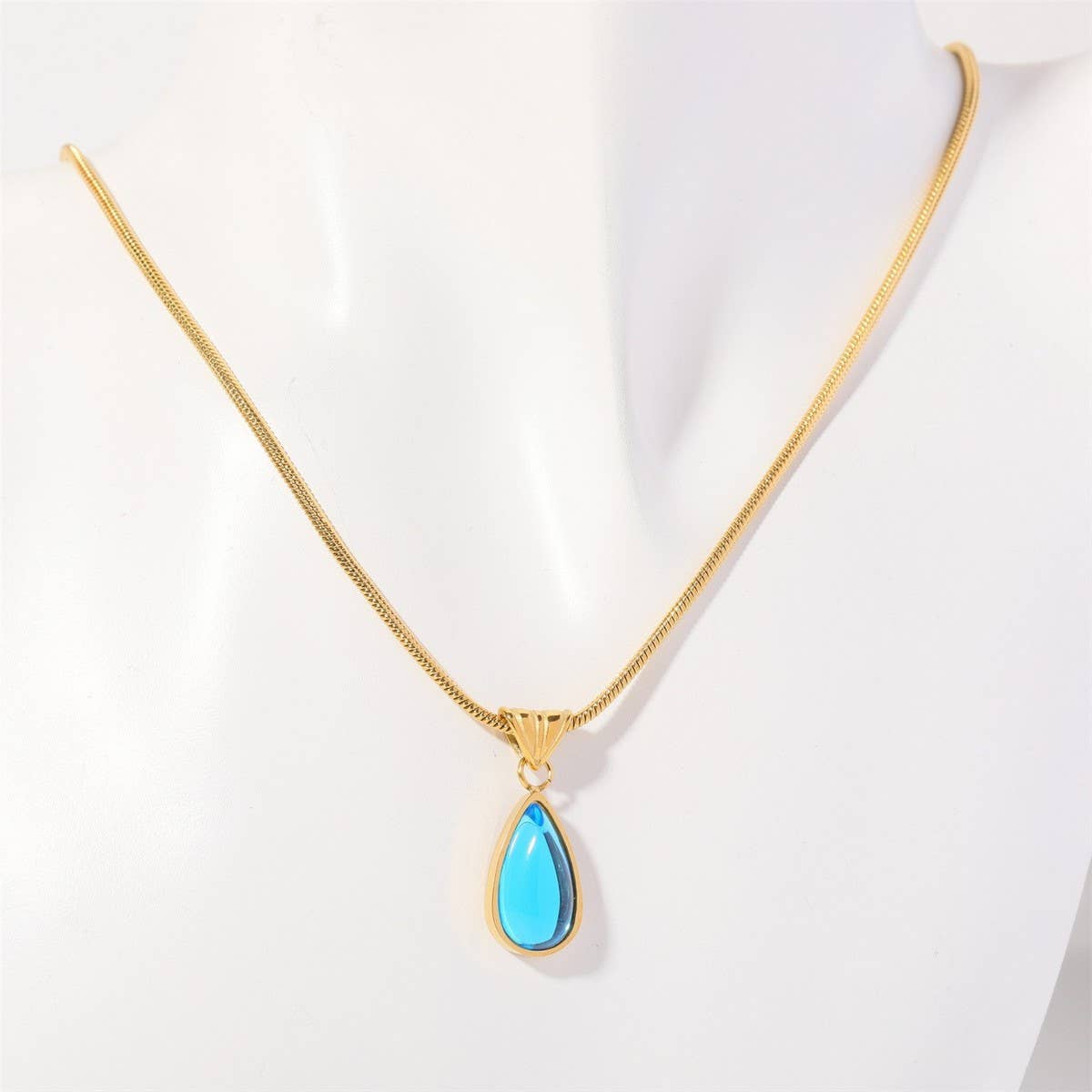 Fashionable Water Drop Blue Ocean Necklace_Cwaje05660