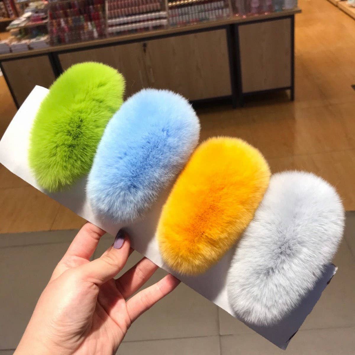 FURRY MINK HAIR CLIP CUTE FLUFFY BB BARRETTE_CWAHA3308