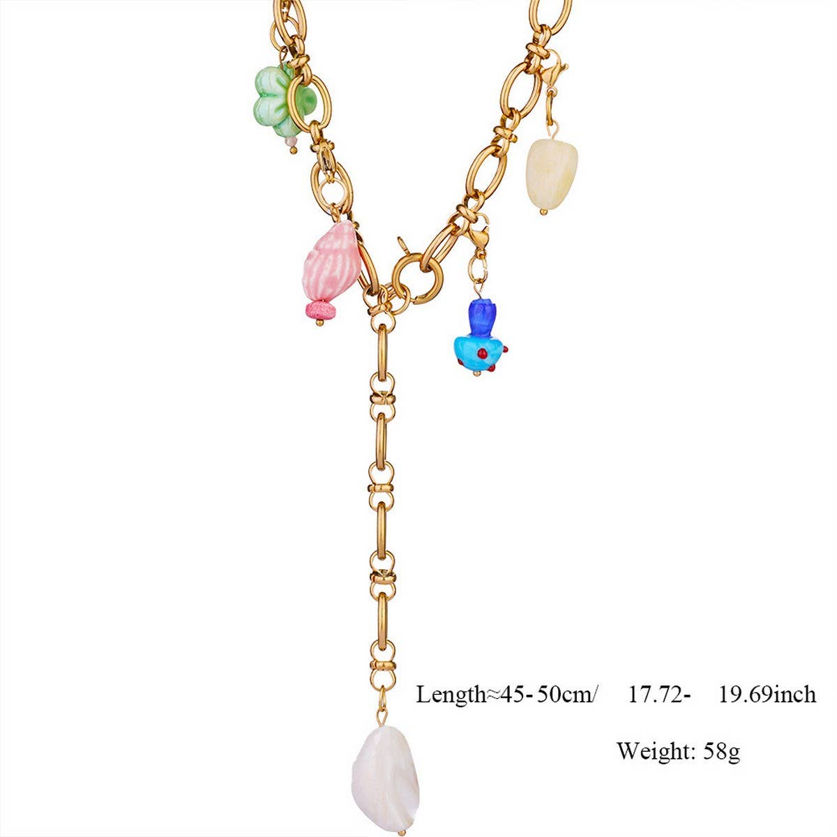 OCEAN PEARL NECKLACE WITH GLASS PENDANT_CWMM8861