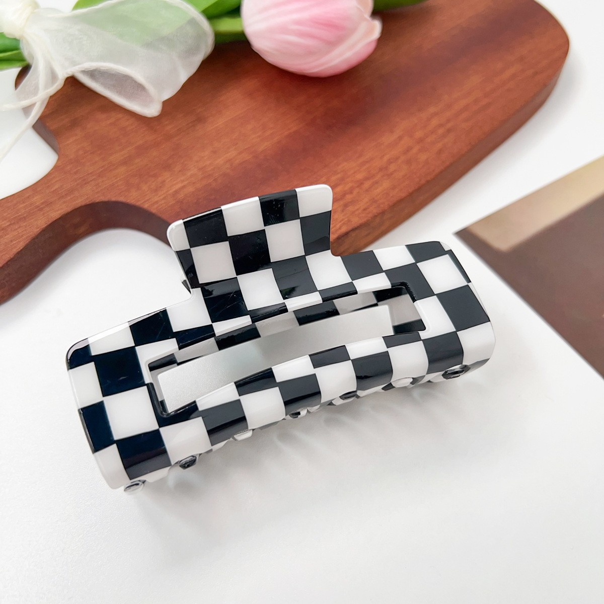 Checkerboard Hair Claw ? Candy Color Acetate Look_Cwmm10084