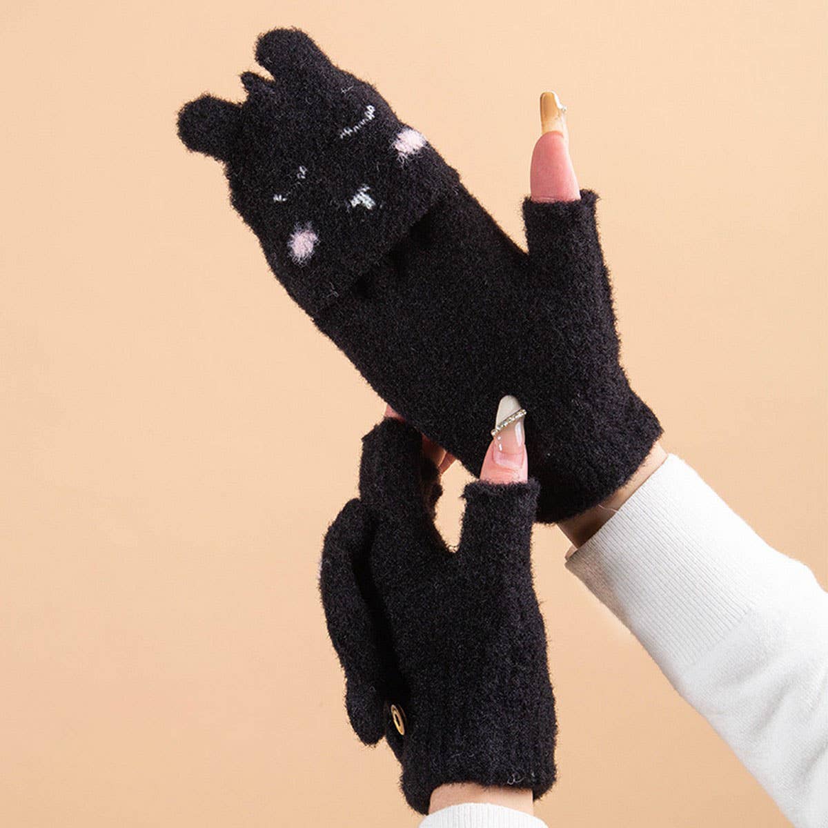 Winter Cute Half-Finger Velvet Warm Gloves_Cwag0241