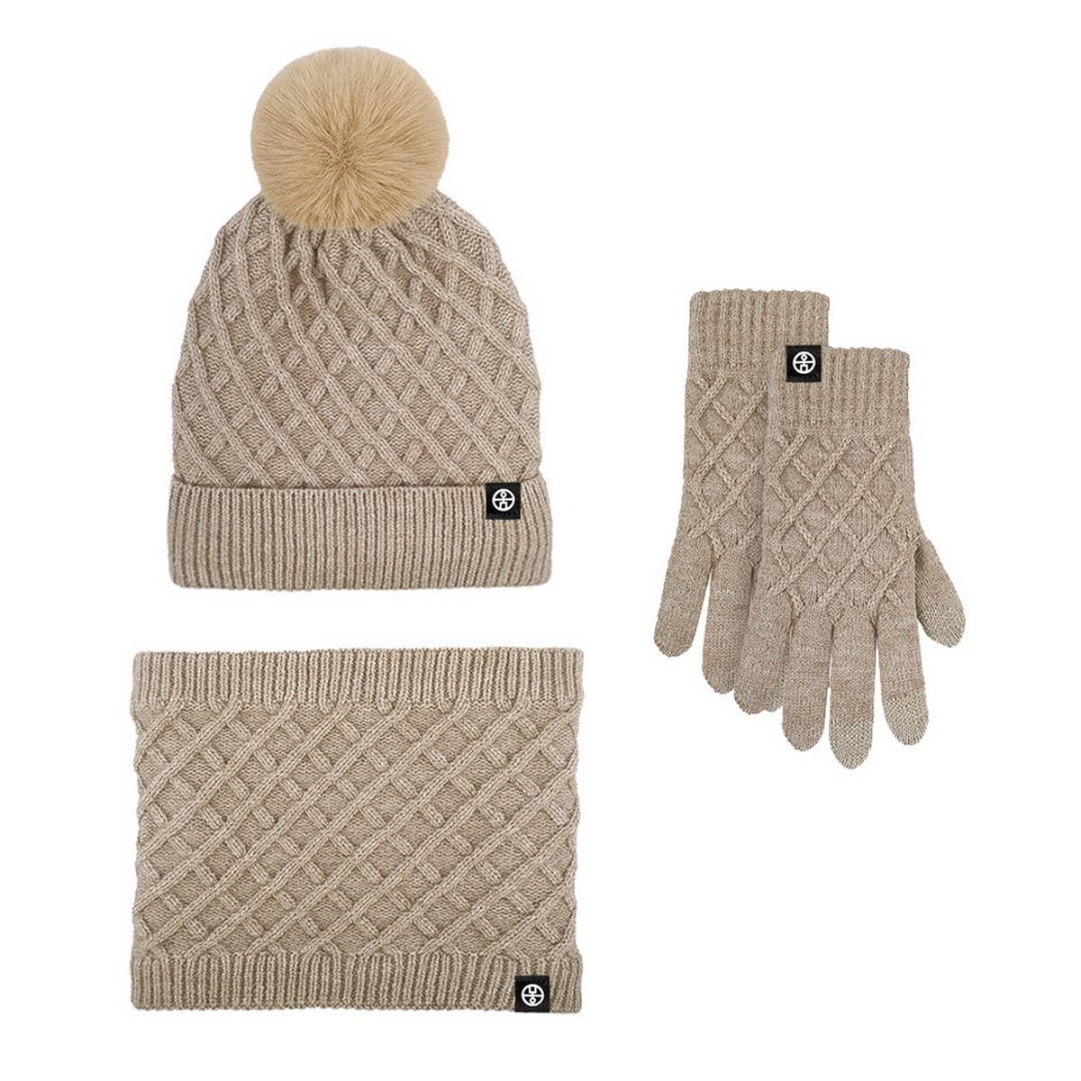 Winter Warm Wool Hat Scarf Gloves Three-Piece Set_Cwmm2774
