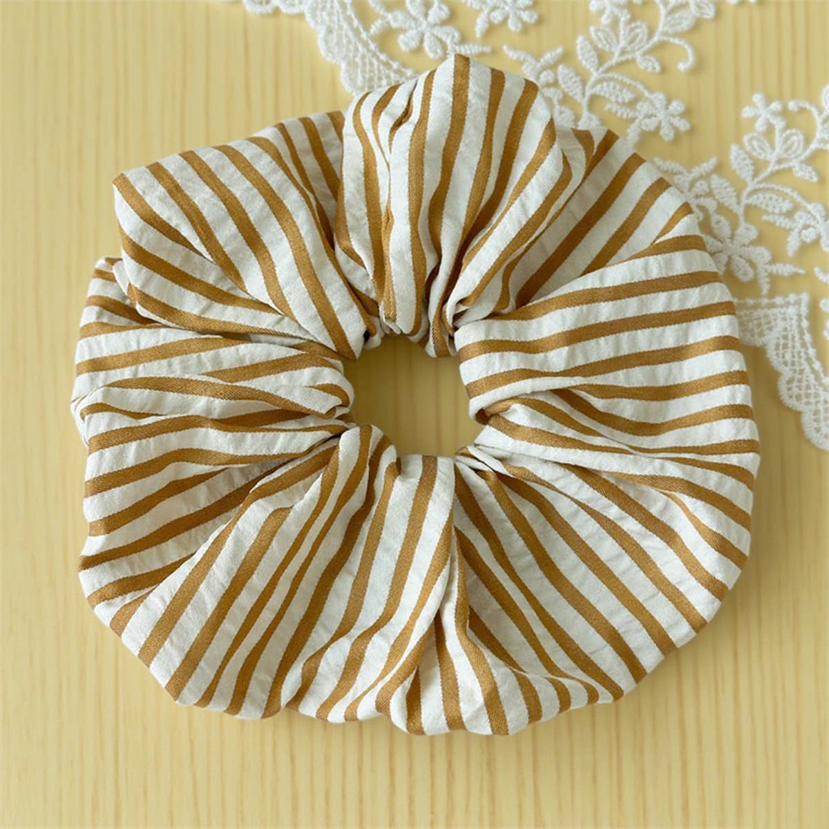 Summer Striped Fabric Hair Tie Retro Forest Style_Cwaha0751